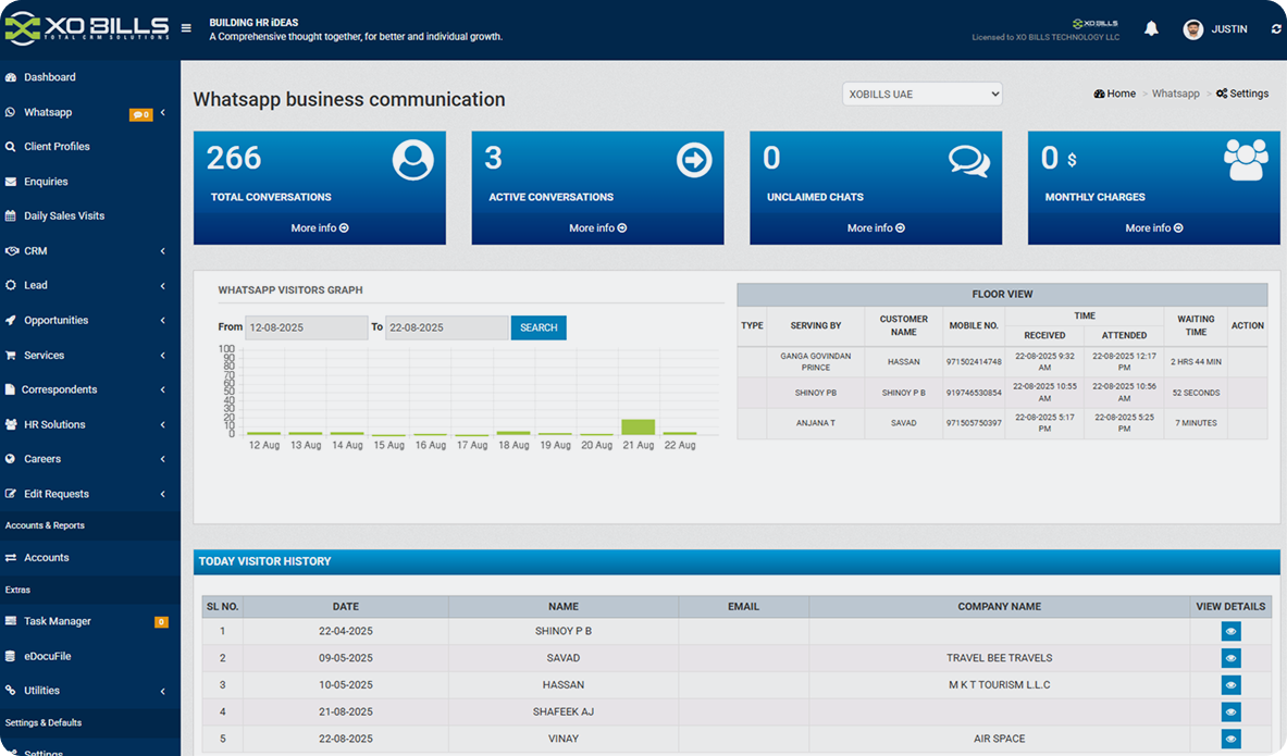 Customer engagement via WhatsApp notifications and updates
